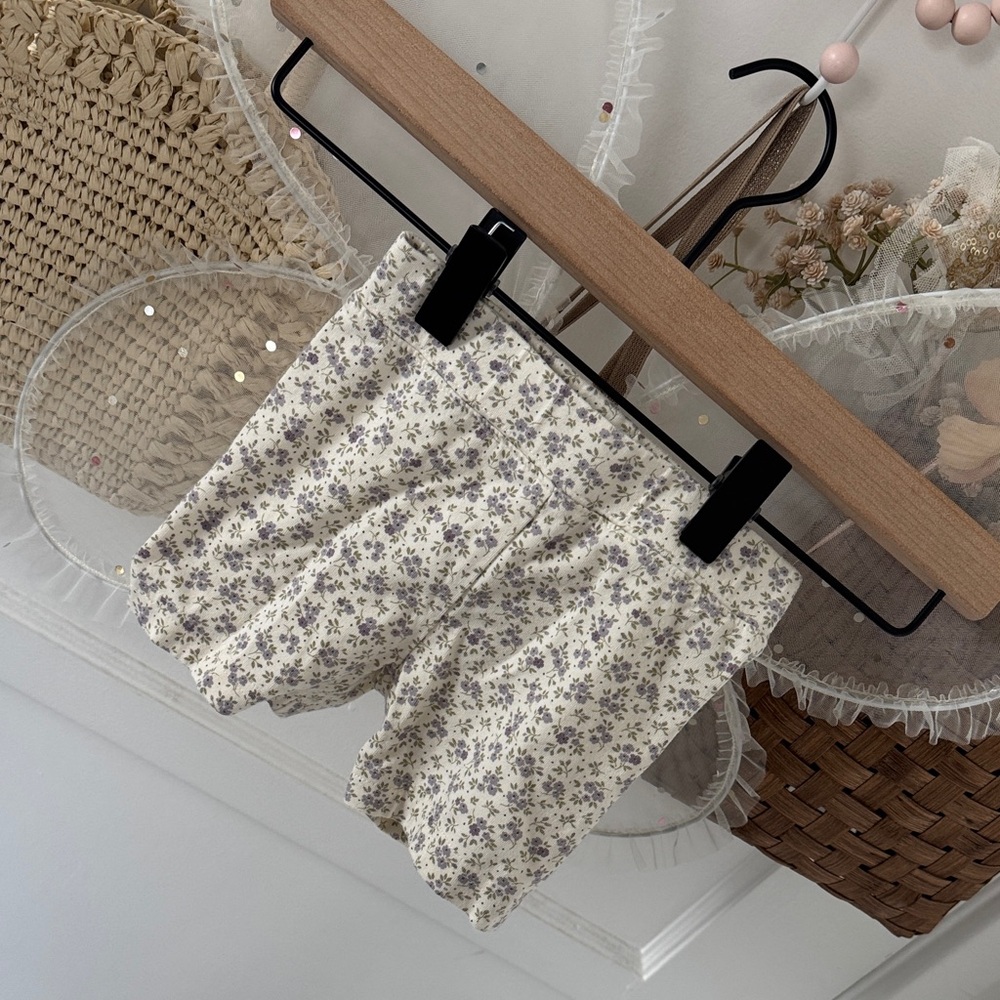 Jamie Kay Biker Shorts Floral Cream and Lavender Shorts